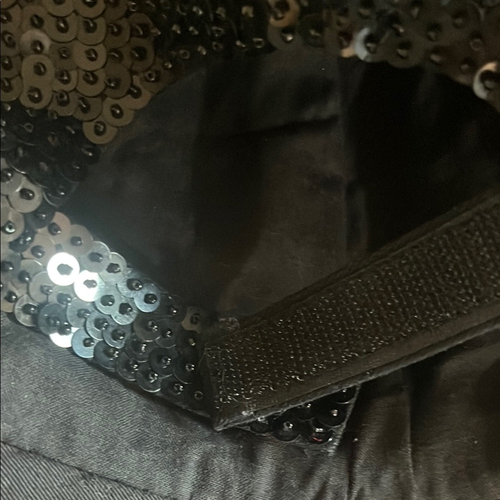 Black Sequin Embroidered Cap - image 4